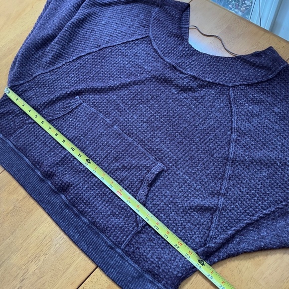 Free People Thermal Off Shoulder Blouse Washed Purple Oversized Fall, Size M - Picture 13 of 13
